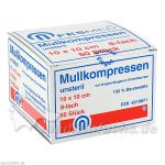 MULLKOMPRESSEN UNSTERIL 10X10 ES 8F, 50 ST