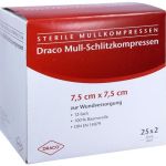 SCHLITZKOMPRESSE Mull 7.5x7.5cm 12fach steril Ausb, 25X2 ST